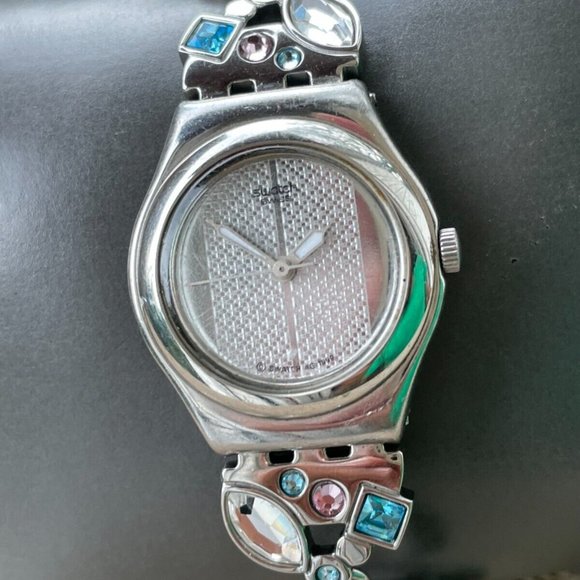 Swatch Ladies Wrist Watch SWISS AG Quartz Analog Multi color crystal Watch - Picture 3 of 12